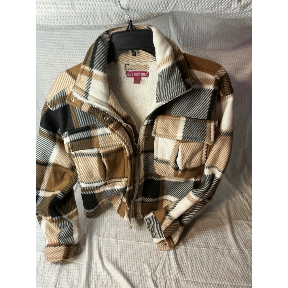 Women's Plaid Sherpa‎ Lined Jacket Small